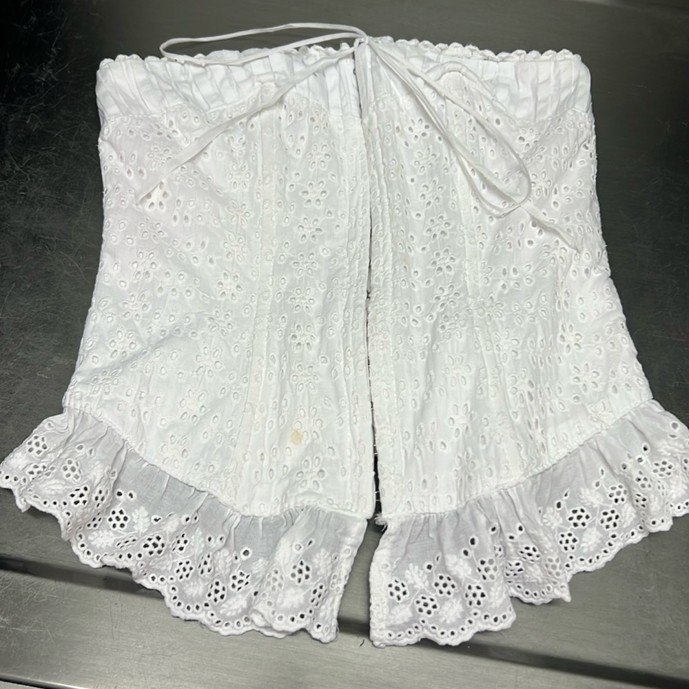 Betsey Johnson White Eyelet Strapless Tank Top